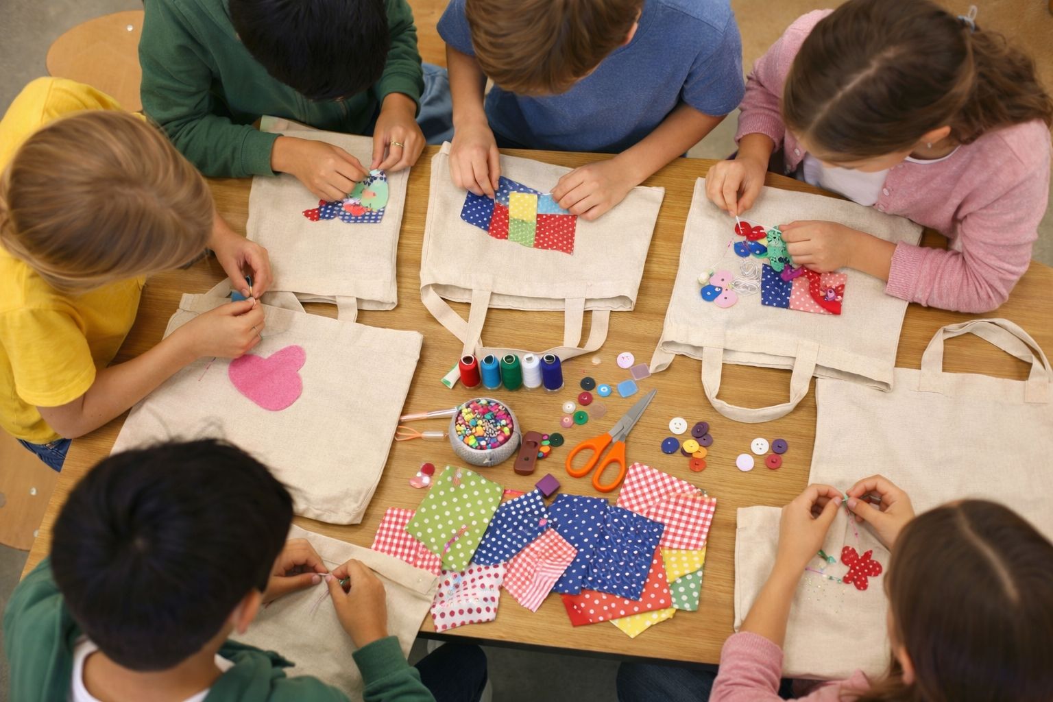 Naaiatelier Kieskleurig start de tassenclub bij Basisschool Het Noorderlicht Doetinchem